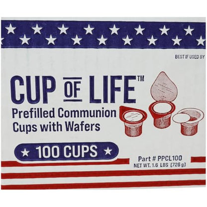 100 Prefilled Communion Cups with Premium Red Grape Juice and Wafers by Cup of Life – Fresh, Convenient, and Ready to Serve