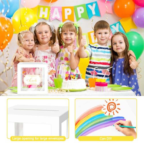 Wedding White Card Box, Clear Gift Card Box for Party with 6 Cards - color: White Card Box-Transparent