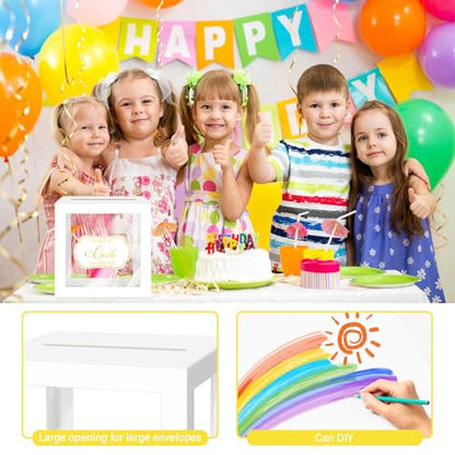 Wedding White Card Box, Clear Gift Card Box for Party with 6 Cards - color: White Card Box-Transparent