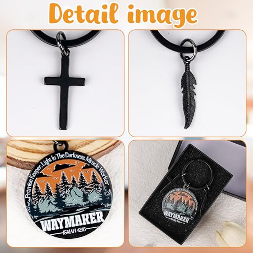 Inspirational Christian Keychains Gifts for Men - Religious Keyrings for Teenage Boys, Cross Bible Verse Baptism Key Chain