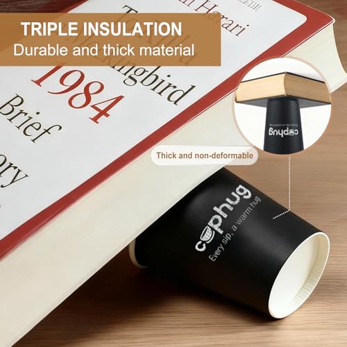 8oz Disposable Paper Coffee Cups, 300 Pack Small Hot Drink Cups for Beverage & Catering - color: Black, size: 8oz-300Pack