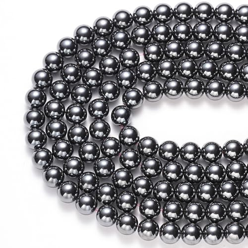 8mm Natural Black Hematite Gemstone Beads Polished Round Smooth Stone Beads for Bracelets Jewelry Making 15inch Loose Beads - color: AAA Black Hematite, size: 8mm