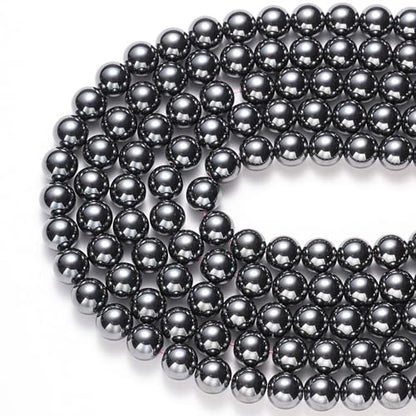8mm Natural Black Hematite Gemstone Beads Polished Round Smooth Stone Beads for Bracelets Jewelry Making 15inch Loose Beads - color: AAA Black Hematite, size: 8mm