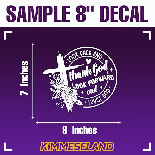Look Back and Thank God, Look Forward and Trust God Car Decal Christian, Bible Sticker Flower, Catholic Car Accessories, Vinyl Waterproof 8 Inches Bumper Decal for Mom Dad Friend