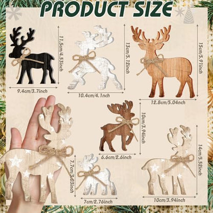 Yuntau 6 Pcs Christmas Table Decoration Wooden Elk Table Centerpieces - style: Elk