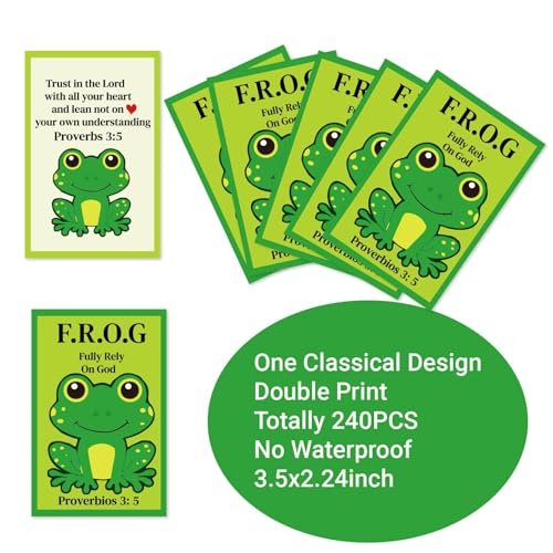 240pcs Christian Frog Cards Gospel Tracts Religious Roman Road Salvation Tract Serenity Prayer Pocket Jesus Bible Verse Cards for Evangelism Church (Frog Fully Rely on God)