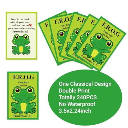 240pcs Christian Frog Cards Gospel Tracts Religious Roman Road Salvation Tract Serenity Prayer Pocket Jesus Bible Verse Cards for Evangelism Church (Frog Fully Rely on God)