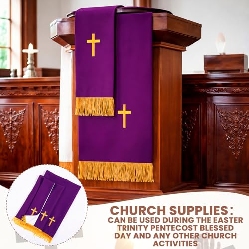 Cutecrop 3 Set Parament Table Runner Altar Cloth Purple and White - color: Purple and White