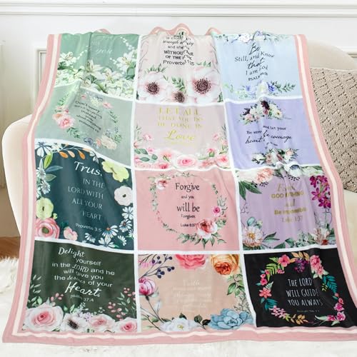 Christian Gifts for Women, Religious Birthday Blanket 60"X50" - color: Flower-christian