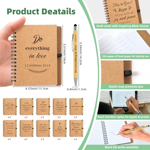 20 PCS Bulk Christian Gifts, Prayer Journal for Women & Men,10 Small Christian Notebooks,10 Scripture Pens, Inspirational Notebooks for Church, Spiritual Gift for Bible Study, Faith Gift - size: 10