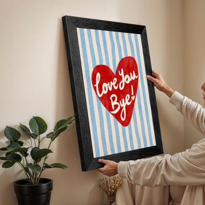 Love You Bye Canvas Wall Art Heart Poster 24x36in Black Framed Flat - color: style 07, size: 24"L x 36"W