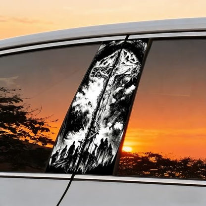 1 Pair Jesus Car B-Pillar Decals, Cross Car Center Pillar Stickers, Waterproof Vinyl Christian Vehicle Door Pillar Sticker Scratch Cover Sticker for Car Auto SUV (Punished Jesus) - color: Punished Jesus