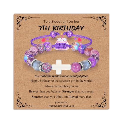 Bracelets for Girls Cross Soccer Bracelets Birthday Gifts for Girl - color: 1# 7th Birthday