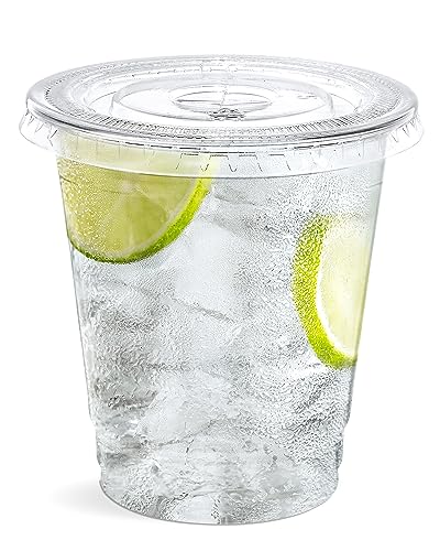 SHOPDAY Disposable Plastic Cups with Lids 8 oz Clear Plastic Cups 50 Pack, Cold Drink Containers Party Cups for Beverage Coffee Soda Juice Smoothie - size: 50 Count (Pack of 1)