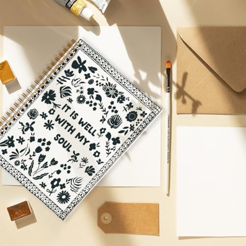 Christian Bible Spiral Notebook Journal Gifts for Teen Girl Women - color: black wildflower