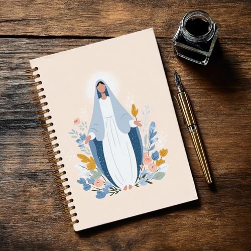 Christian Notebook Journal - Virgin Mary Christian Gifts for Women, Inspirational Bible Journal Notebooks for Note Taking, Bible Study, Prayer & Church Notes, A5 Spiral Notebook (Virgin Mary-Beige) - color: Virgin Mary-Beige