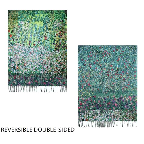 Umjetnost Soft Cashmere Feel Scarf For Women Winter Warm Scarves Large Shawl Wrap Monet Van Gogh Art Print - color: C18 Green