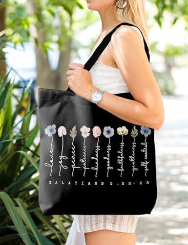 Bible Bags for Women, Christian Tote Bag, Gifts for Christian Women - color: Black