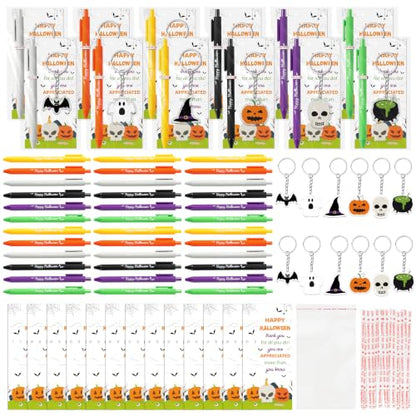 ANGOLIO Halloween Party Favors, 30 Sets Ballpoint Pens Bookmarks Keychains - style: Halloween