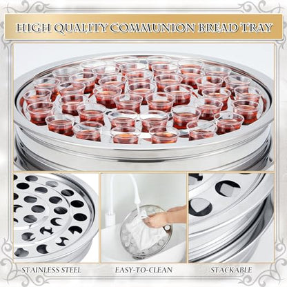 Zhehao 2 Pcs Communion Trays & Disposable Chalices Church Supplies, Silver - color: Silver