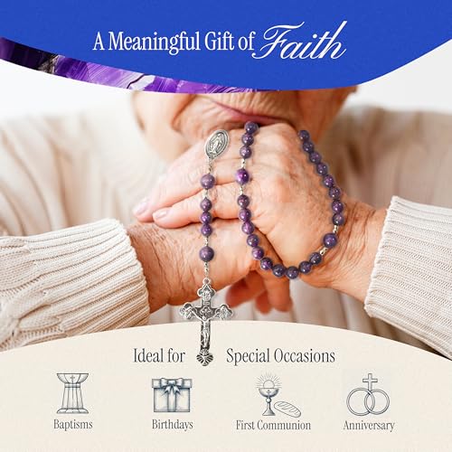 Handmade Catholic Rosary Beads - color: Purple Amethyst
