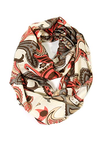 Scarf& Scarfand's Vibrant Colored Artistic Painting & Graphic Print Infinity Fashion - color: Paisley Beige