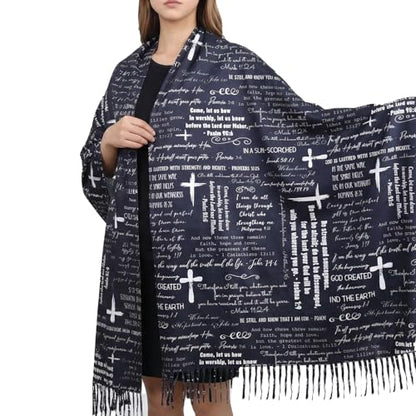 Prayer Shawl Christian Wrap Scarf For Women Prayer Scarves for Christian Scarf Gift - color: Black