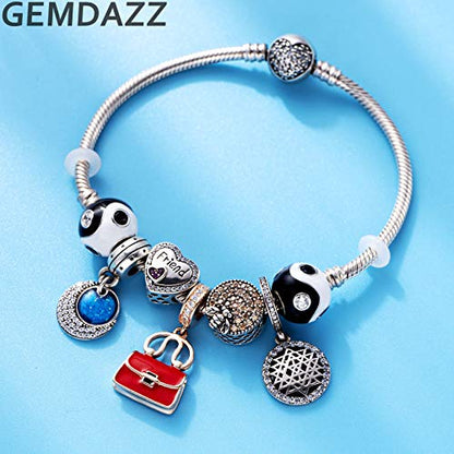 GEMDAZZ Religious Series Charm 925 Sterling Silver Chinese Yin Yang,Keep Faith Cross Dice Charms Beads Fit Men Women Bracelet Gift for Christmas/Mothers Day - color: Yin Yang Taichi Charm