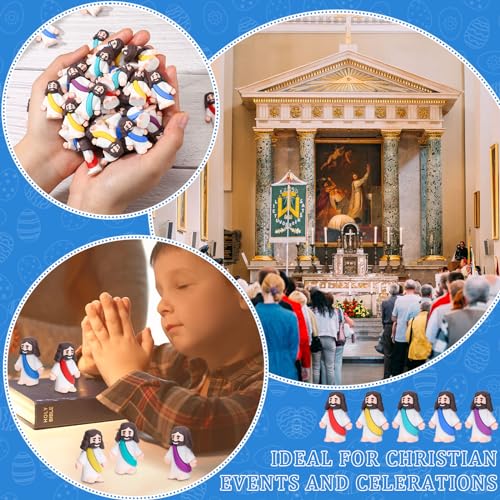 Barydat 75 Set Mini Jesus Figures with Prayer Cards and Organza Bags - color: Multicolor