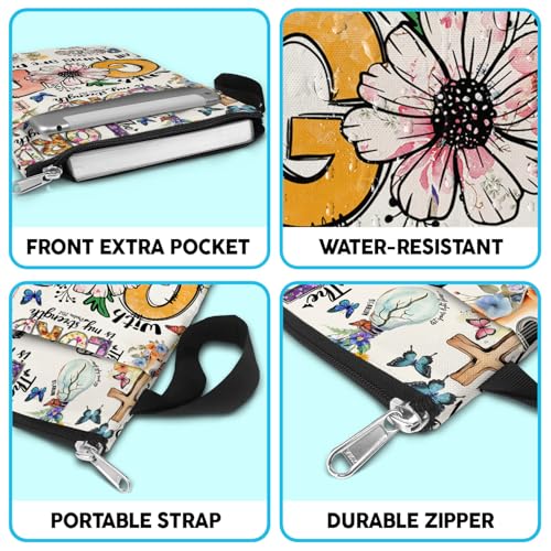 84hoods Book Cover Bag with Zipper and Front Pocket. Bible Book Sleeve. Christian Faith God Religious Gift. Washable Fabric 11 X 8.5 Inch. All Things are Possible - color: 2. All Things Are Possible