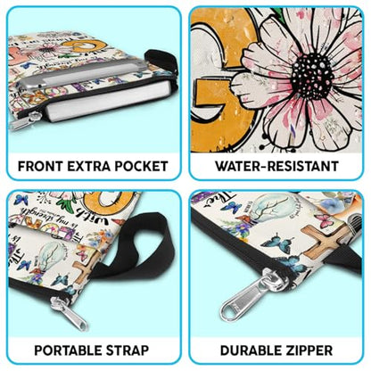 84hoods Book Cover Bag with Zipper and Front Pocket. Bible Book Sleeve. Christian Faith God Religious Gift. Washable Fabric 11 X 8.5 Inch. All Things are Possible - color: 2. All Things Are Possible