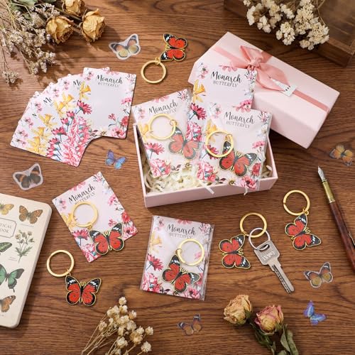 Yinkin 24 Sets Monarch Butterfly Keychains with Card Butterfly Shape Charms for Backpack, Handbags Mothers Day Gift Bulk for Girls Women Nature Lovers Summer Party Birthday Gift Decor - style: Monarch Butterfly