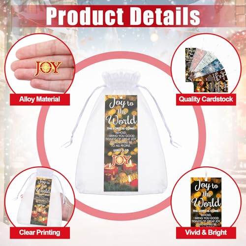 Supervitae 12 Set Christmas Joy to The World Pin Christian Bookmark Gift - style: Joy to the World