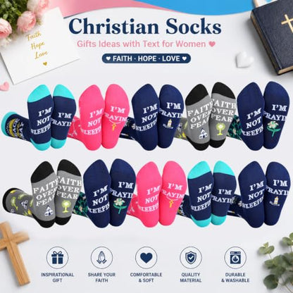 Toulite 12 Pairs Christian Socks for Women Mom Pastor Wife Gift