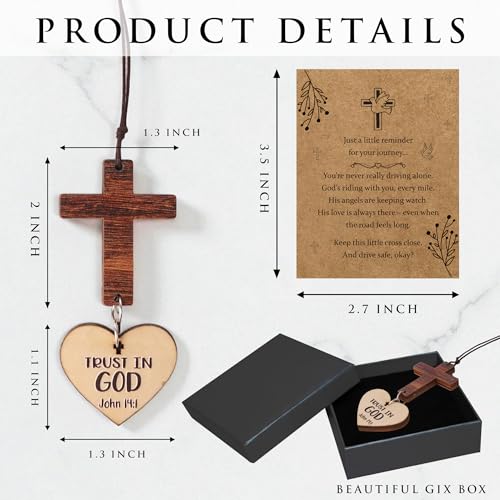 Bible Verse Car Rearview Hanging Cross Ornament, Cross for Car Decor Mirror Hanging, Trust in God Rear View Mirror Accessories, Christian Gifts for Men, Women, Religious Gifts (Trust in god) - color: Trust in God