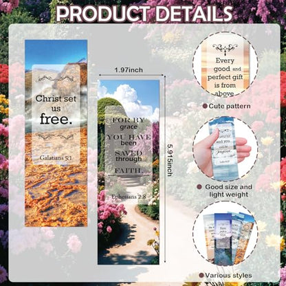 100 Pcs Christian Bookmarks, Religious Bible Verse Paper Bookmark Bulk for Women Man, Inspirational Scripture Scenery Book Mark Gift for Reading Lovers Church Accessories - color: Christian C