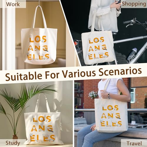 Tote Bag For Women Man, Reusable Work Shopping Grocery Shoulder Bags - style: Los Angeles