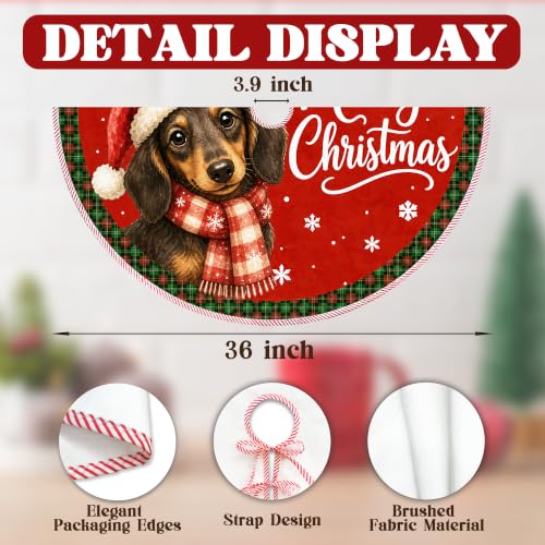 Red Dachshund Merry Christmas Tree Skirt, Dog Xmas Tree Skirt 520XW-TS - color: Dog-3