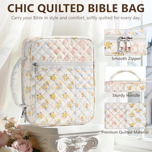 Bible Cover Case for Women Puffer Bible Bag w/Study Supplies Journaling Kit