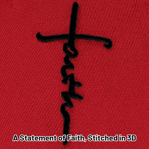 3D Embroidered Christian Hat for Men & Women, Jesus Faith Cross Hat, Religious Gifts for Christians Clothes - color: Faith Design-red