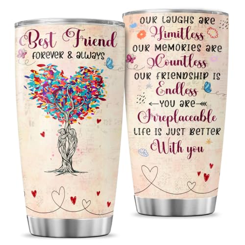 Tumbler 20 Oz With Lid And Straw, Best Friend Friendship, Holiday and Christmas Gifts, For Women Tumblers - color: Best Friend