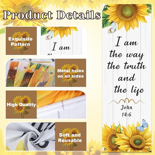 4Pcs Church Banners for Sanctuary Wall Welcome Religious Banners Hanging Backdrop Scripture Inspirational Praise Signs Bible Verses Banner Scripture Hanging Signs for Church School Decor(Sunflower) - style: Sunflower Worship Christian