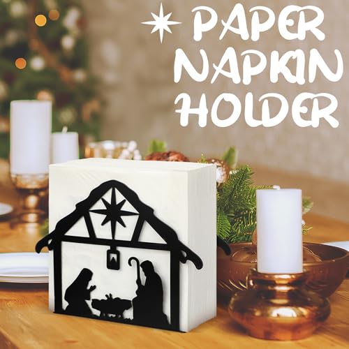 Christmas Nativity Napkin Holder Black Metal Table Napkin Holder - style: Nativity
