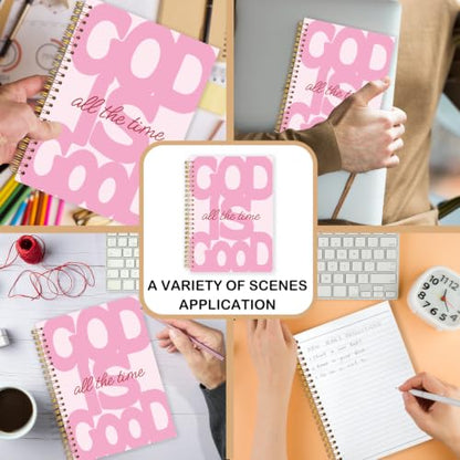 Preppy Pink Christian Spiral Notebook for Women 5.5x8.3 Inch - color: Foundation Pink Christianity