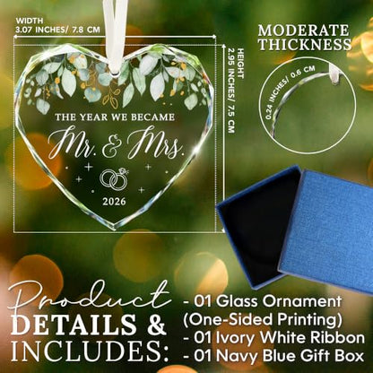 HEXMOZ Wedding Gifts for Couples 2026 - Bridal Shower Gifts for Bride - color: Mr Mrs 2026 1 Glass