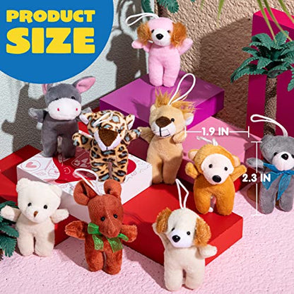 JOYIN 24 Pcs Mini Animal Plush Toys (24 Units 2"-3"), Stuffed Animal Bulk for Kids Birthday Party Favors, Presents, Pinata Fillers, Goodie Bag Fillers, School Prizes, Carnival Treasure Box Toys - style: Standing Animals
