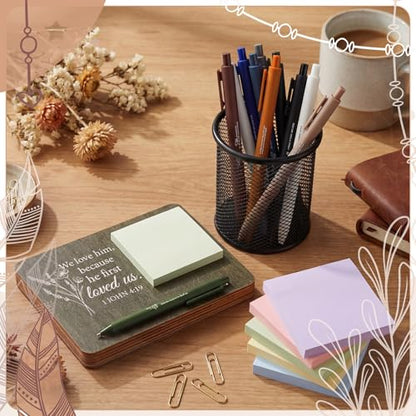 Eaasty 10 Sets Christian Sticky Note Holders with Notes and Ballpoint Pens - style: Bohemian