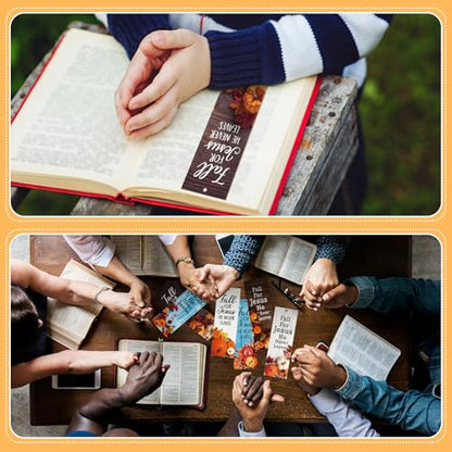 Dispowreath 60 Pcs Fall for Jesus He Never Leaves Religious Christian Bookmarks Church Bookmarks Gift for Teens Men Women Church Home Party Favors - style: Fall for Jesus