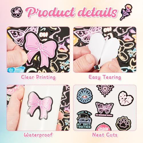 120 Pcs Glow in The Dark Neon Water Bottle Stickers, Funny Cartoon Waterproof Vinyl Laptop Decals, Phone Case Luggage Scrapbook Mug DIY Decor - color: Non-luminescent-463kscp-464kscp