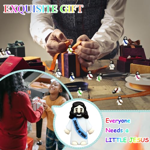 ILHSTY 50 Pcs Little Jesus Figures– Rubber Mini Jesus Figurines in Bulk Christian Doll Tiny Baby Jesus Loves You Figures for Hide and Seek Easter Egg Fillers Egg Hunt Religious Party Favors - color: Mix Color 8